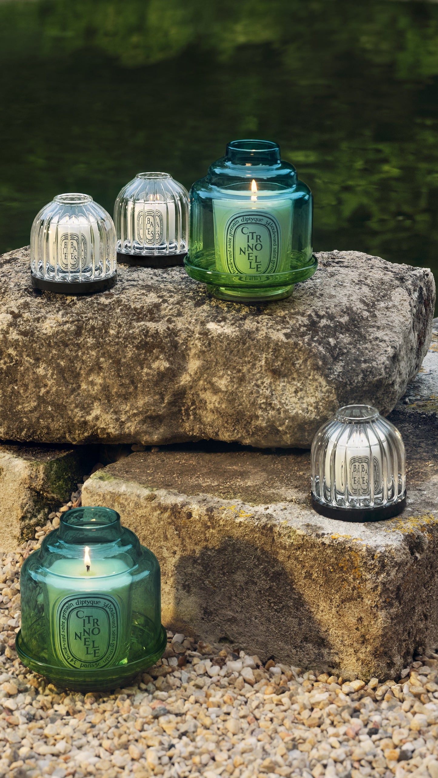 Water Garden Pyramid Candle Holder - For classic candles
