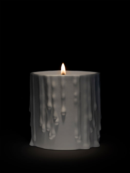 White Melted Wax candle holder - For classic candles