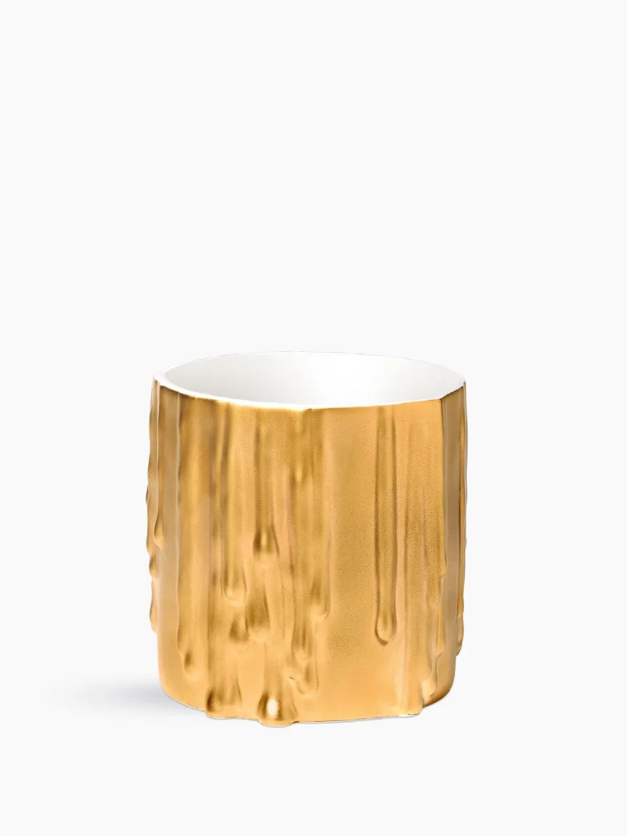 Gold melted wax candle holder - For classic candles