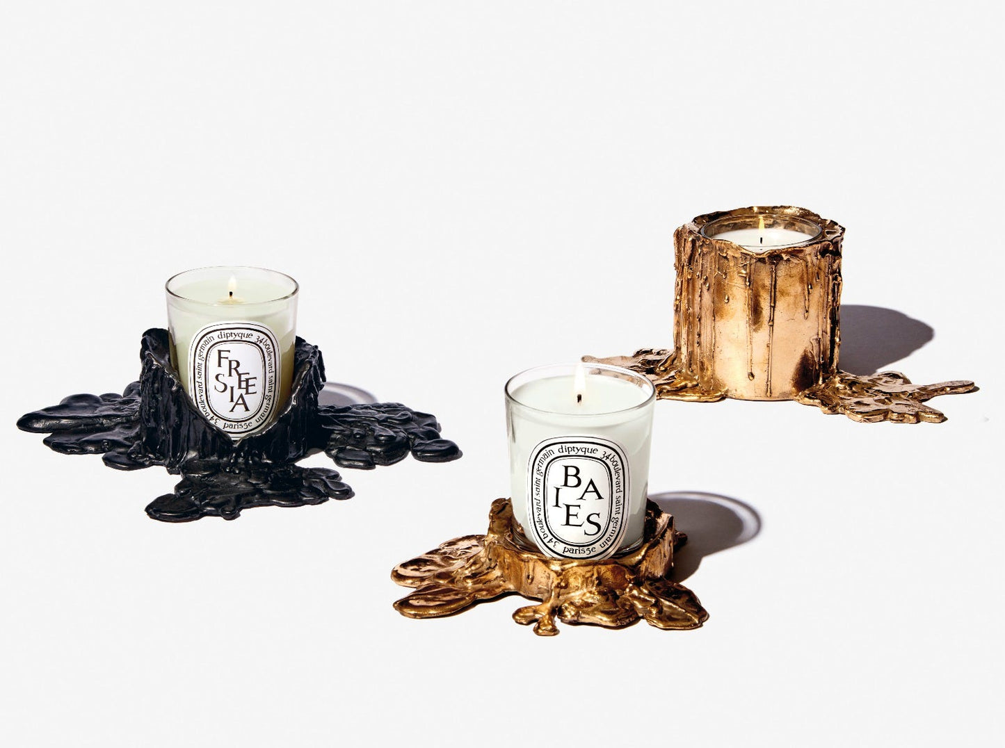 Small black bronze candle holder - For classic candles