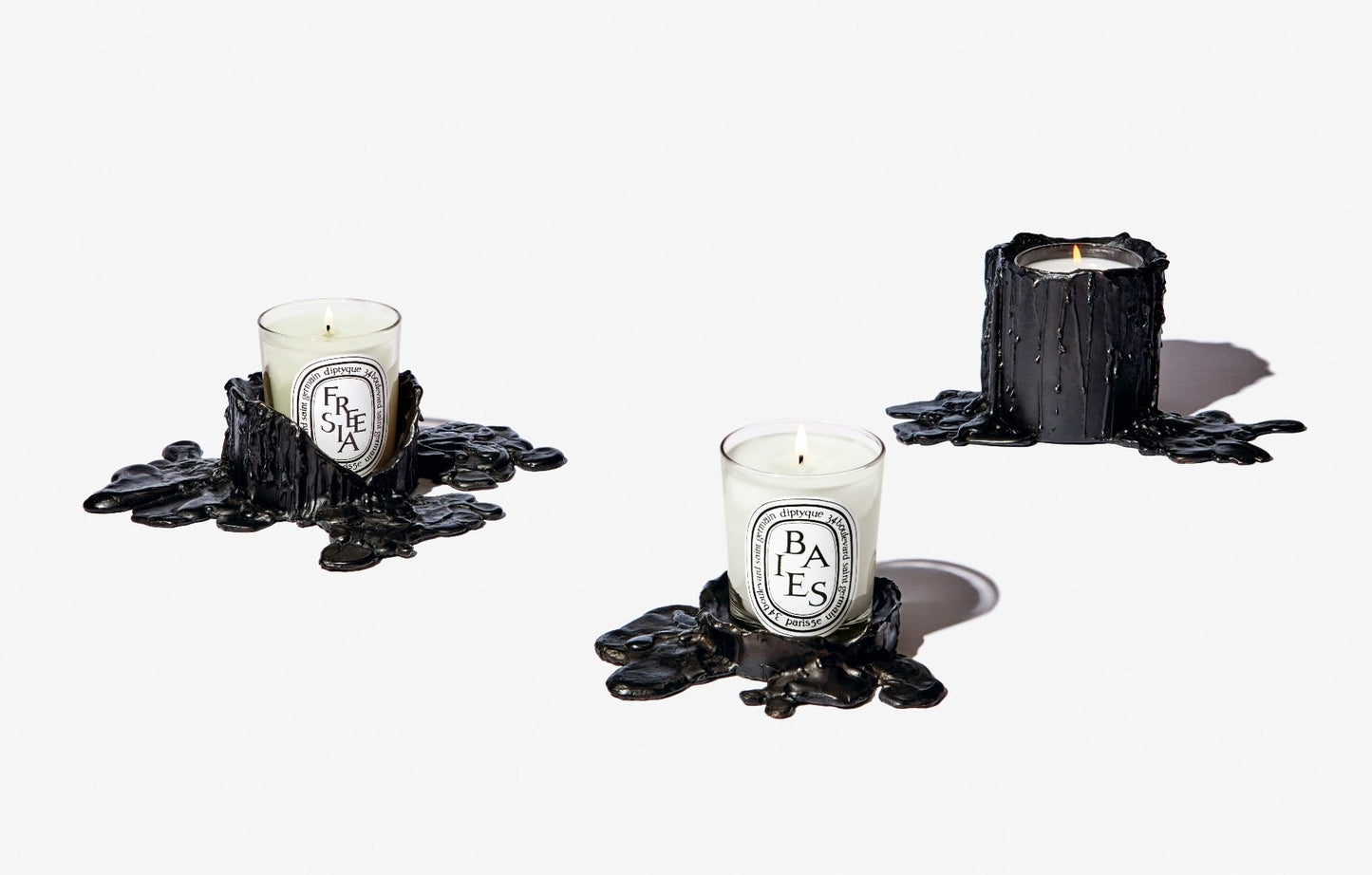 Medium black bronze candle holder - For classic candles