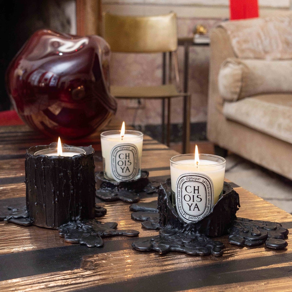 Medium black bronze candle holder - For classic candles